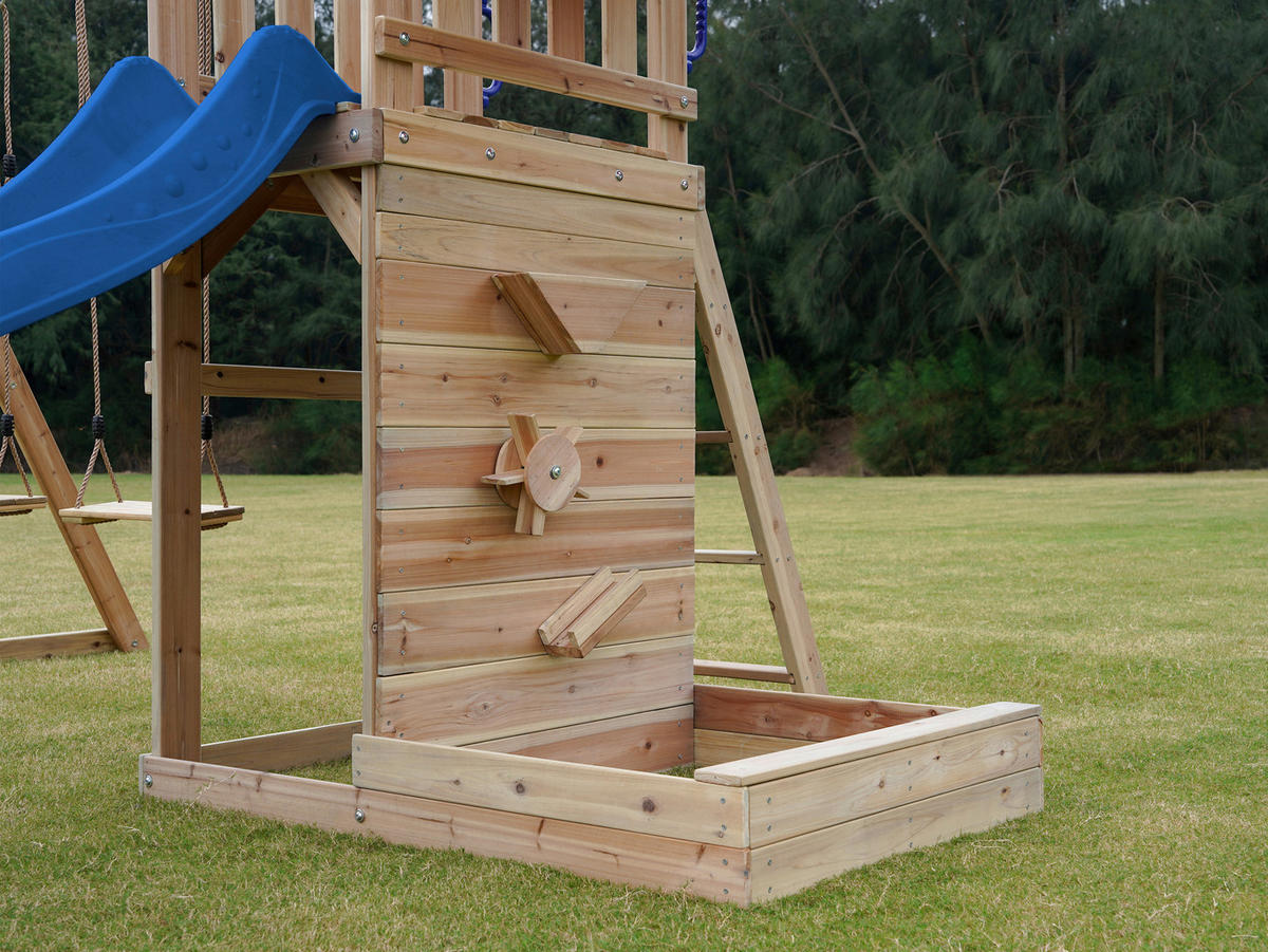 SPIELTURM 345/270/336 cm  - Blau/Braun, KONVENTIONELL, Holz (345/270/336cm) - Ambia Garden