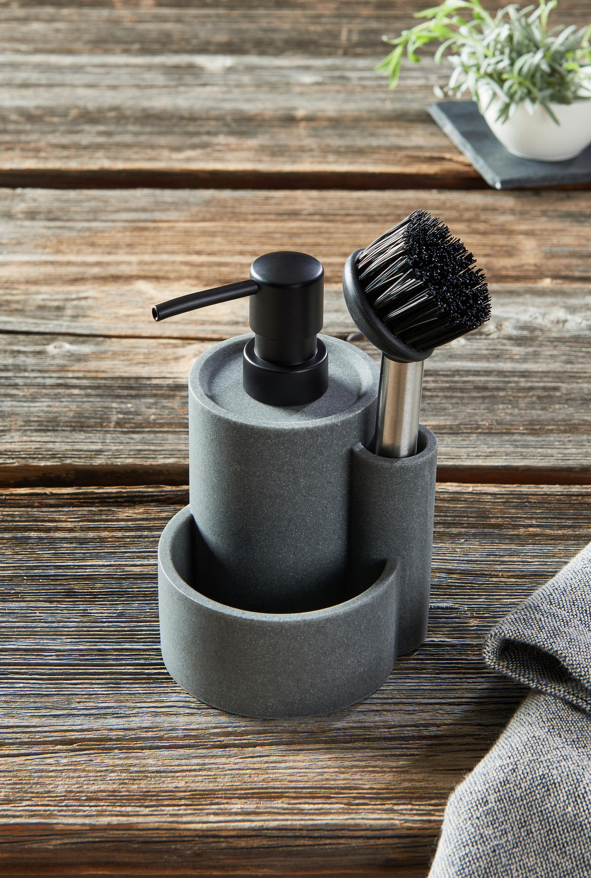SPÜLMITTELSPENDER  - Grau, Basics, Kunststoff/Metall (12/15,5cm) - Homeware Profession.