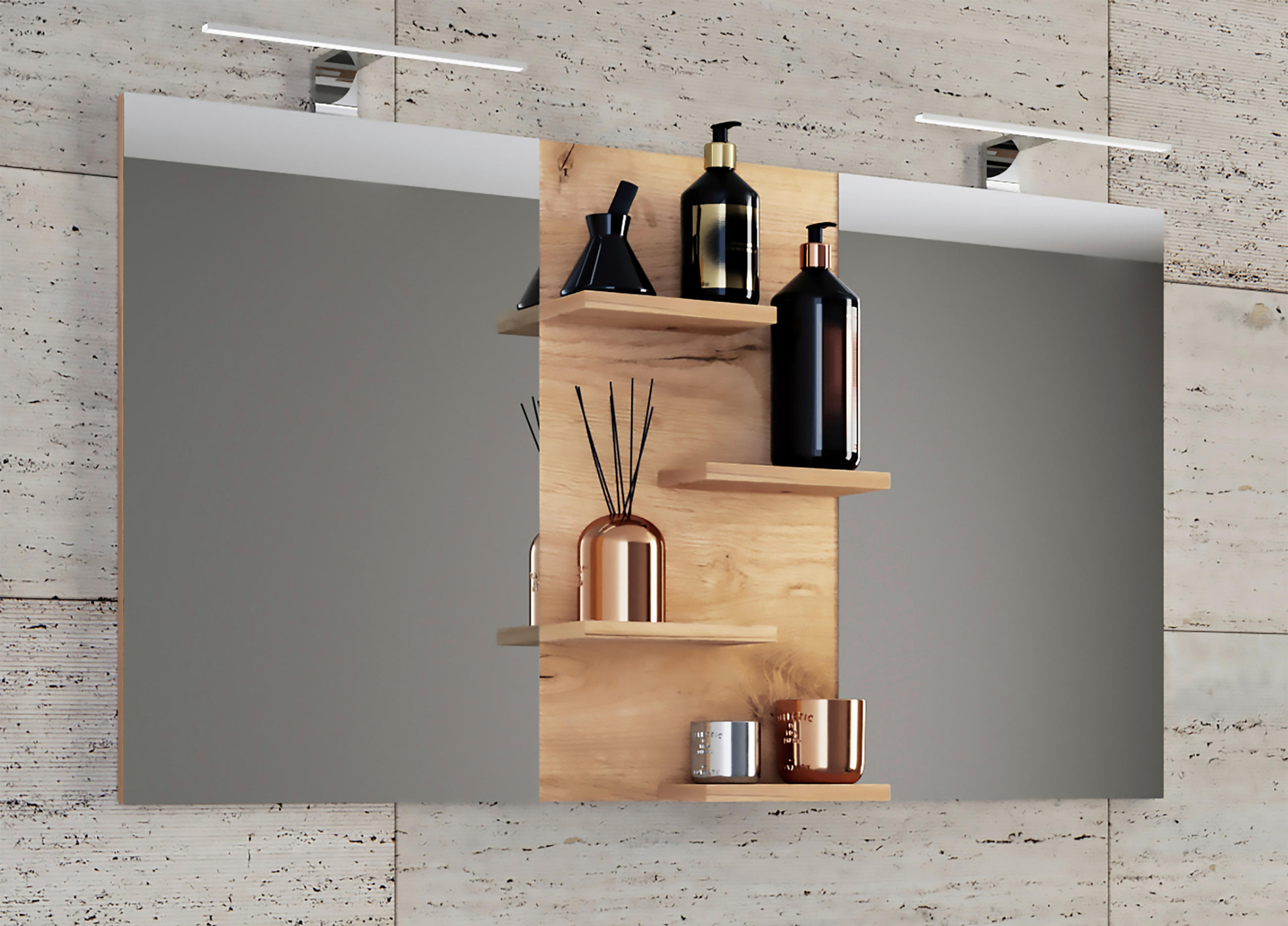 BADEZIMMERSPIEGEL 112/59/11,5 cm  - Honigeiche, MODERN, Holzwerkstoff (112/59/11,5cm) - MID.YOU