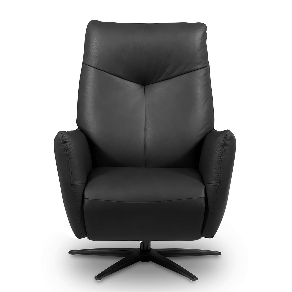 RELAXSESSEL Leder Schwarz  - Schwarz, Design, Leder/Metall (76/107/88cm) - Livetastic