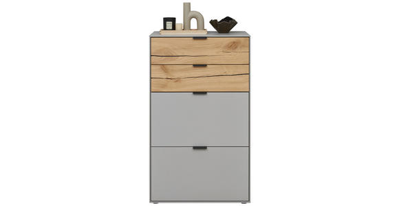SCHUHSCHRANK Wildeiche furniert, massiv Eichefarben, Hellgrau - Eichefarben/Hellgrau, Design, Holz/Holzwerkstoff (61,9/104,7/37,1cm) - Dieter Knoll