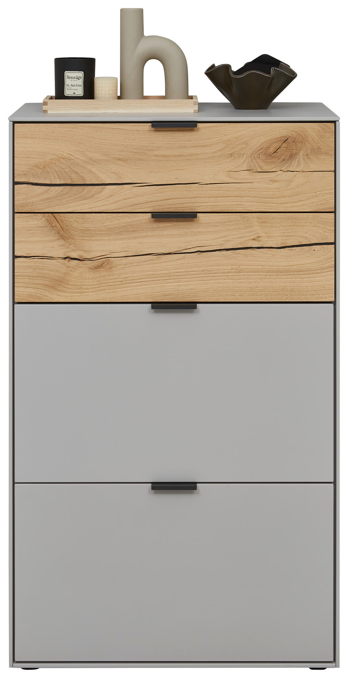 SCHUHSCHRANK Wildeiche furniert, massiv Eichefarben, Hellgrau  - Eichefarben/Hellgrau, Design, Holz/Holzwerkstoff (61,9/104,7/37,1cm) - Dieter Knoll
