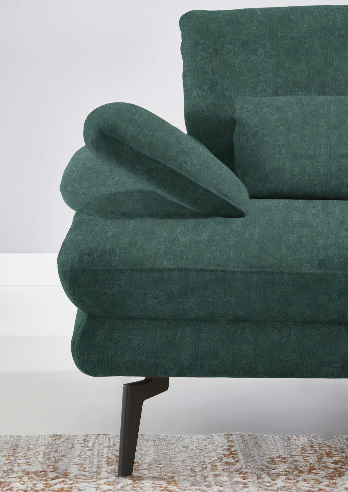 ECKSOFA in Velours Blau, Grün  310/180 cm  - Blau/Schwarz, Design, Textil/Metall (310/180cm) - Dieter Knoll