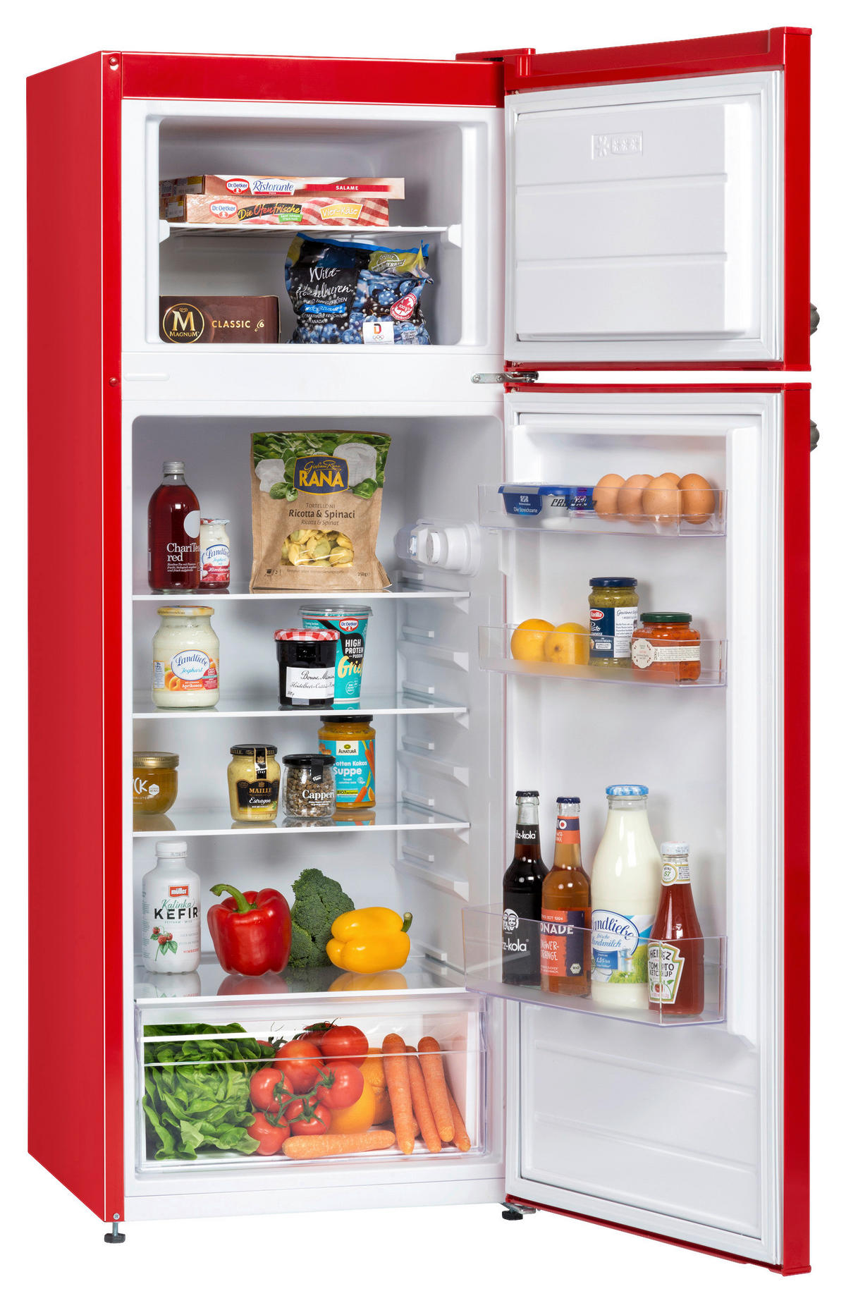 KYL-/FRYSKOMBINATION KS144VR  - röd, Trend, metall/glas (54/145/57cm) - Respekta