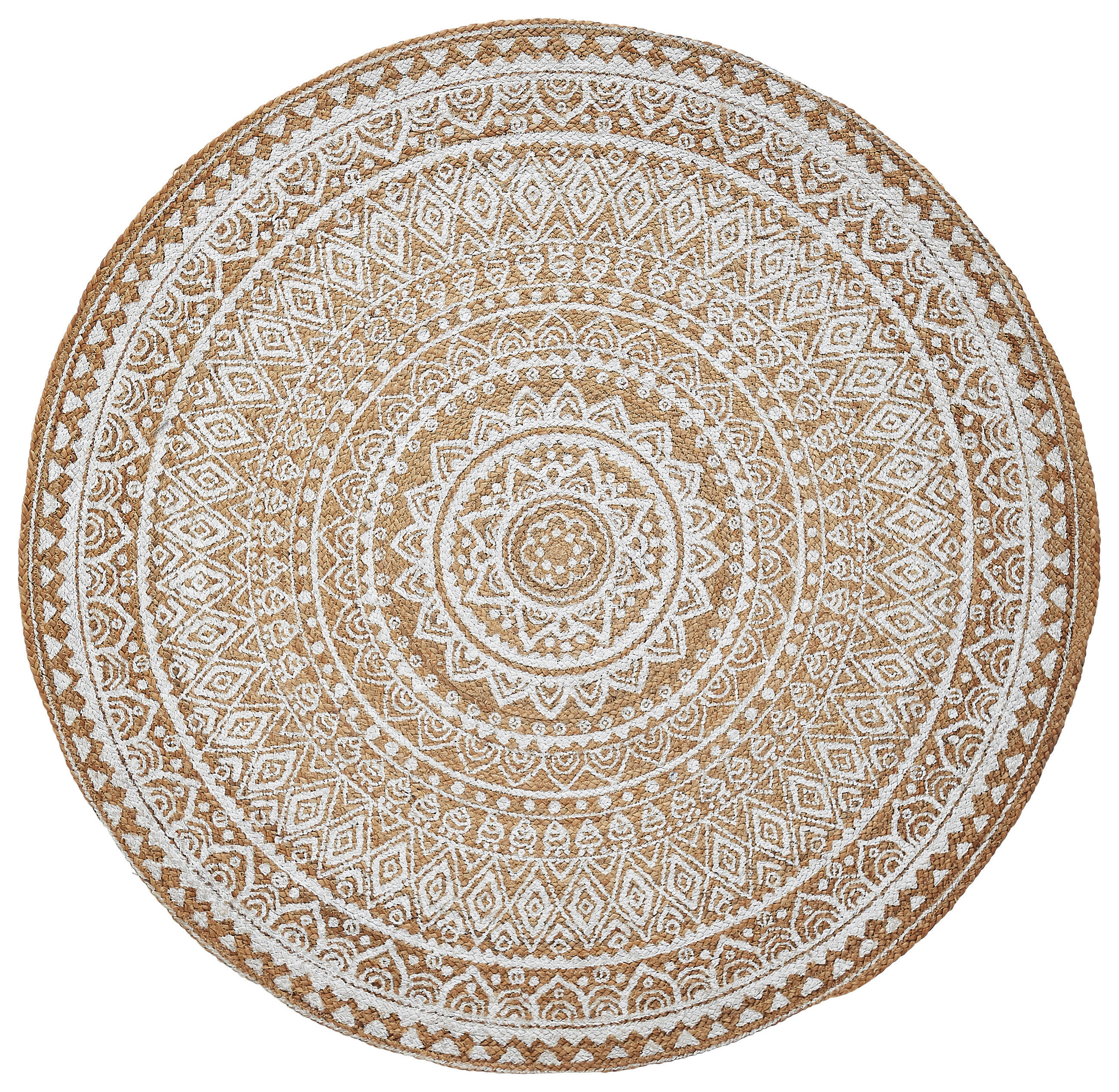 JUTETEPPICH 120 cm Agra White  - Weiss/Naturfarben, Natur, Textil (120cm) - Linea Natura