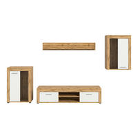 WOHNWAND 4-teilig  in Eiche Wotan  310/169/35 cm  - Silberfarben/Eiche Wotan, Design, Glas/Holzwerkstoff (310/169/35cm) - MID.YOU