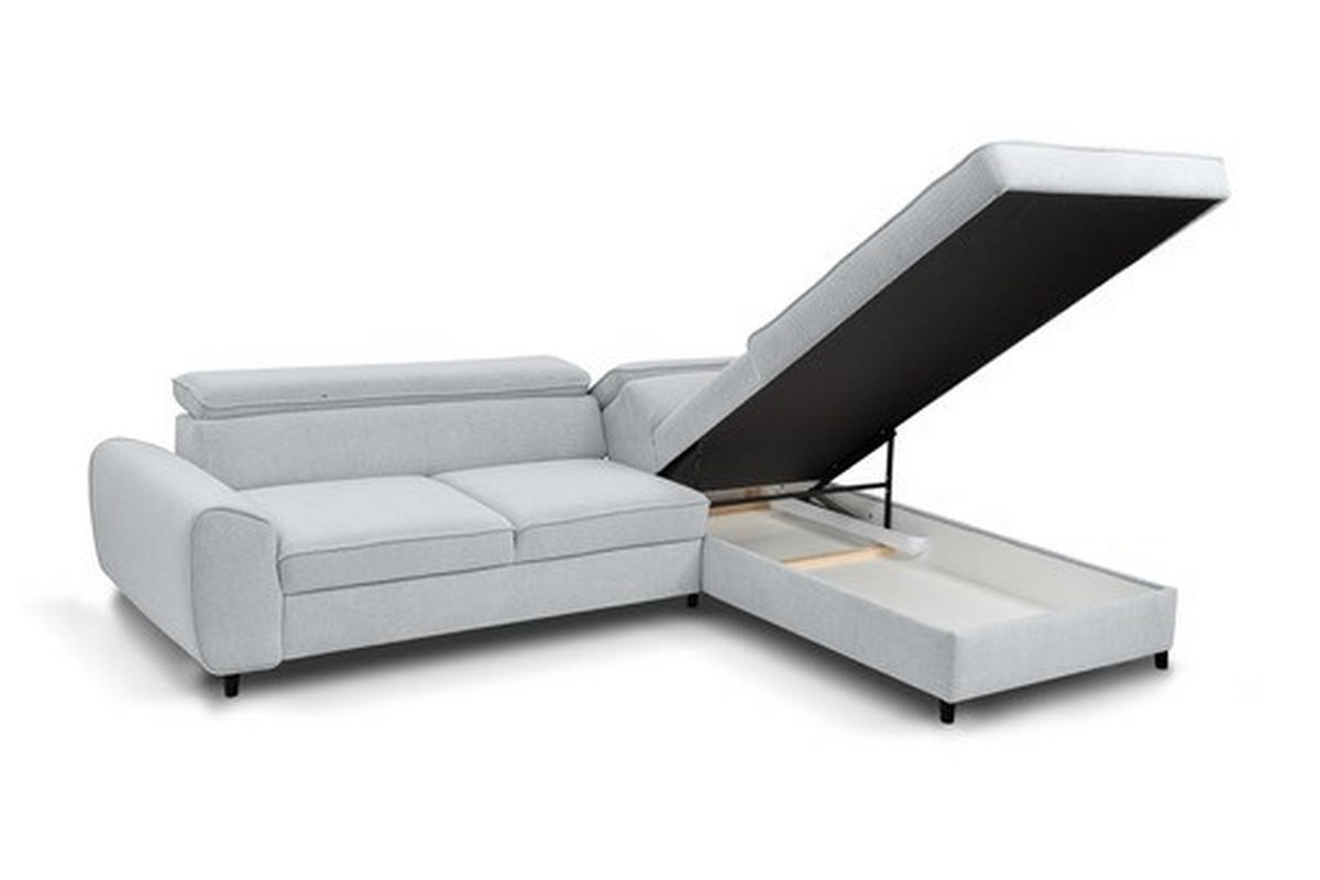 KUTNA GARNITURA tekstil  siva   - siva/crna, Moderno, tekstil/drvo (250/200cm) - Hom`in