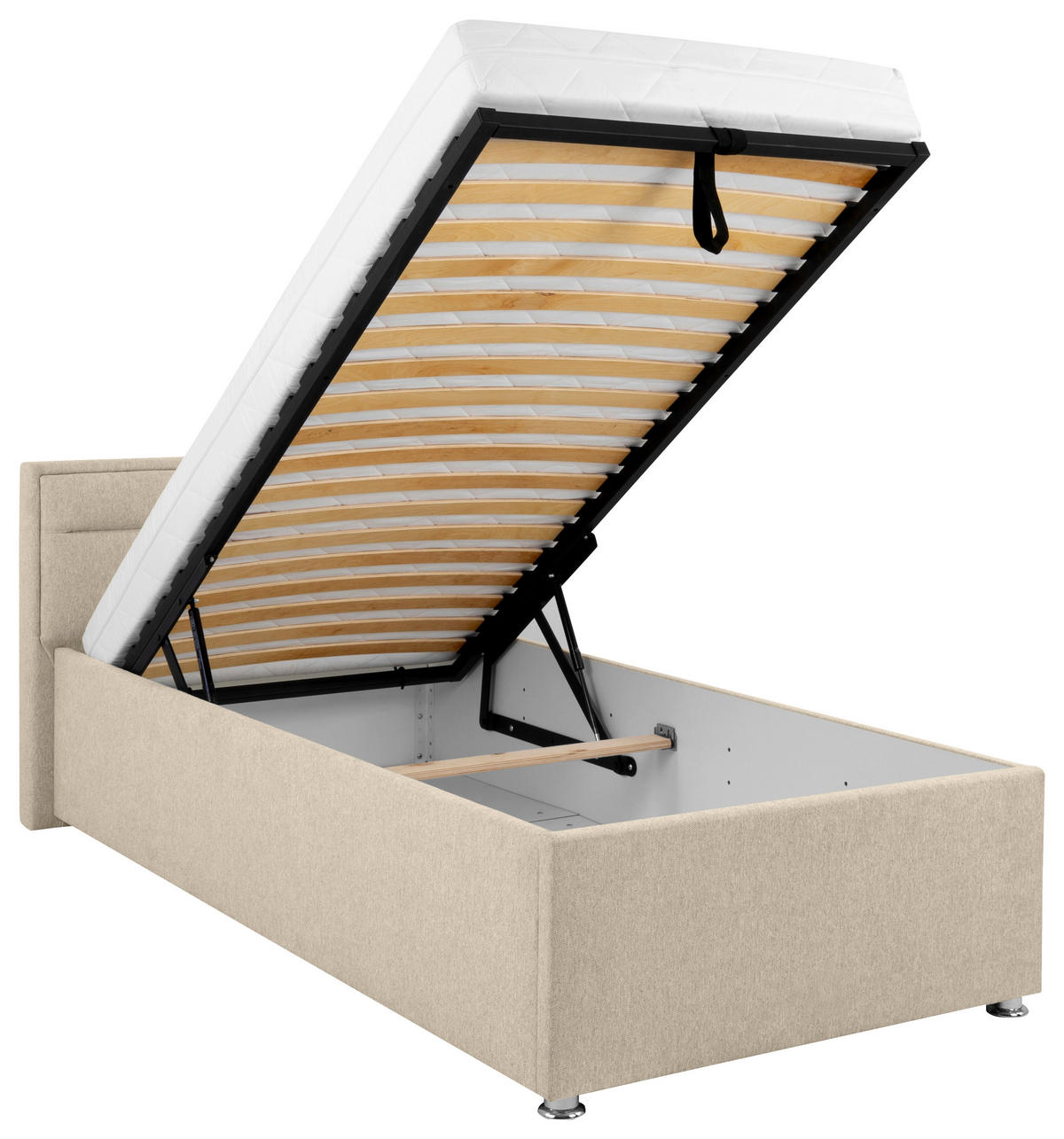 POLSTERBETT Bettkasten, Matratze, Lattenrost Beige 90/200 cm  - Beige, MODERN, Holz/Kunststoff (90/200cm) - MID.YOU