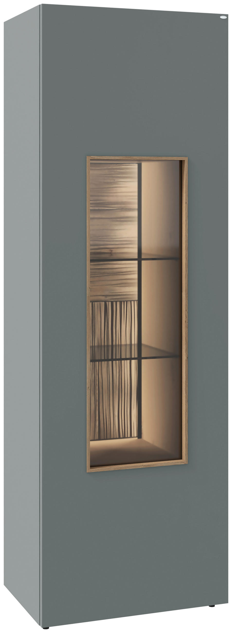 VITRINE Wildeiche, Graugrün  64/194/43 cm  - Wildeiche/Graugrün, Design, Glas/Holz (64/194/43cm) - Voglauer