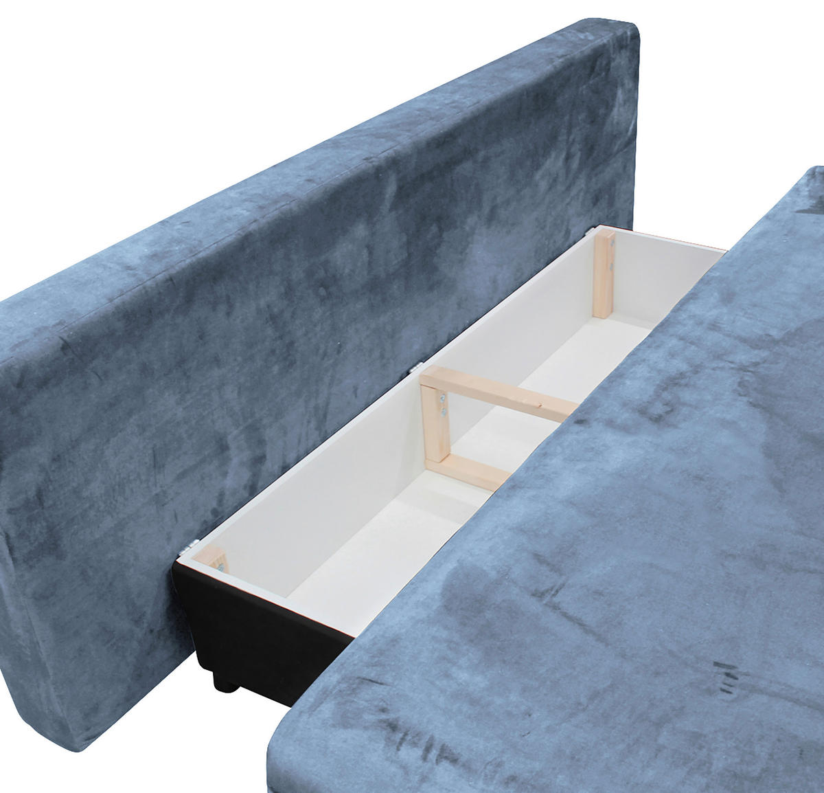 SCHLAFSOFA  mit Velours Hellblau  - Schwarz/Hellblau, Design, Kunststoff/Textil (217/73/86/106cm) - MID.YOU