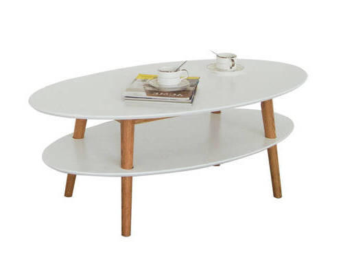 COUCHTISCH Eiche massiv 110/60/42 cm oval Weiß, Eichefarben  - Eichefarben/Naturfarben, MODERN, Holz/Holzwerkstoff (110/60/42cm) - home24