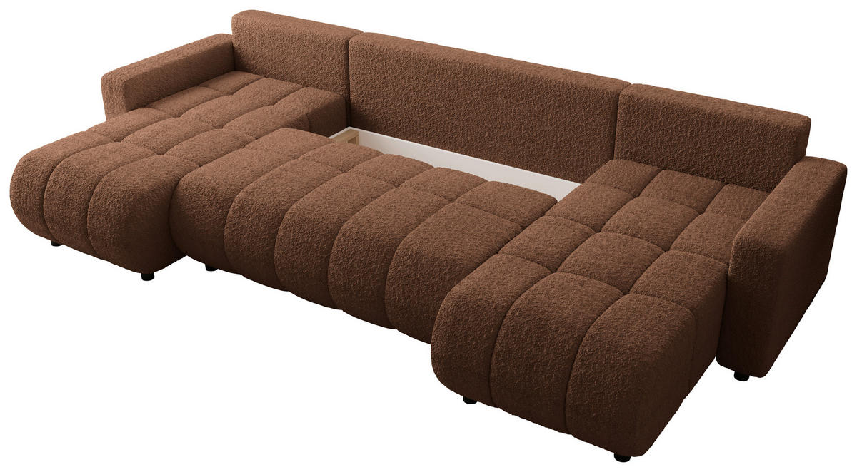 WOHNLANDSCHAFT Rostfarben Bouclé  - Rostfarben/Schwarz, MODERN, Kunststoff/Textil (150/312/150cm) - Carryhome
