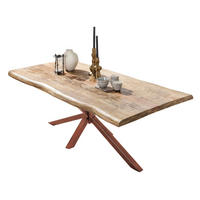 ESSTISCH 160/90/77 cm Echtholz  Holz, Metall rechteckig Braun, Naturfarben  - Braun/Naturfarben, MODERN, Holz/Metall (160/90/77cm) - MID.YOU