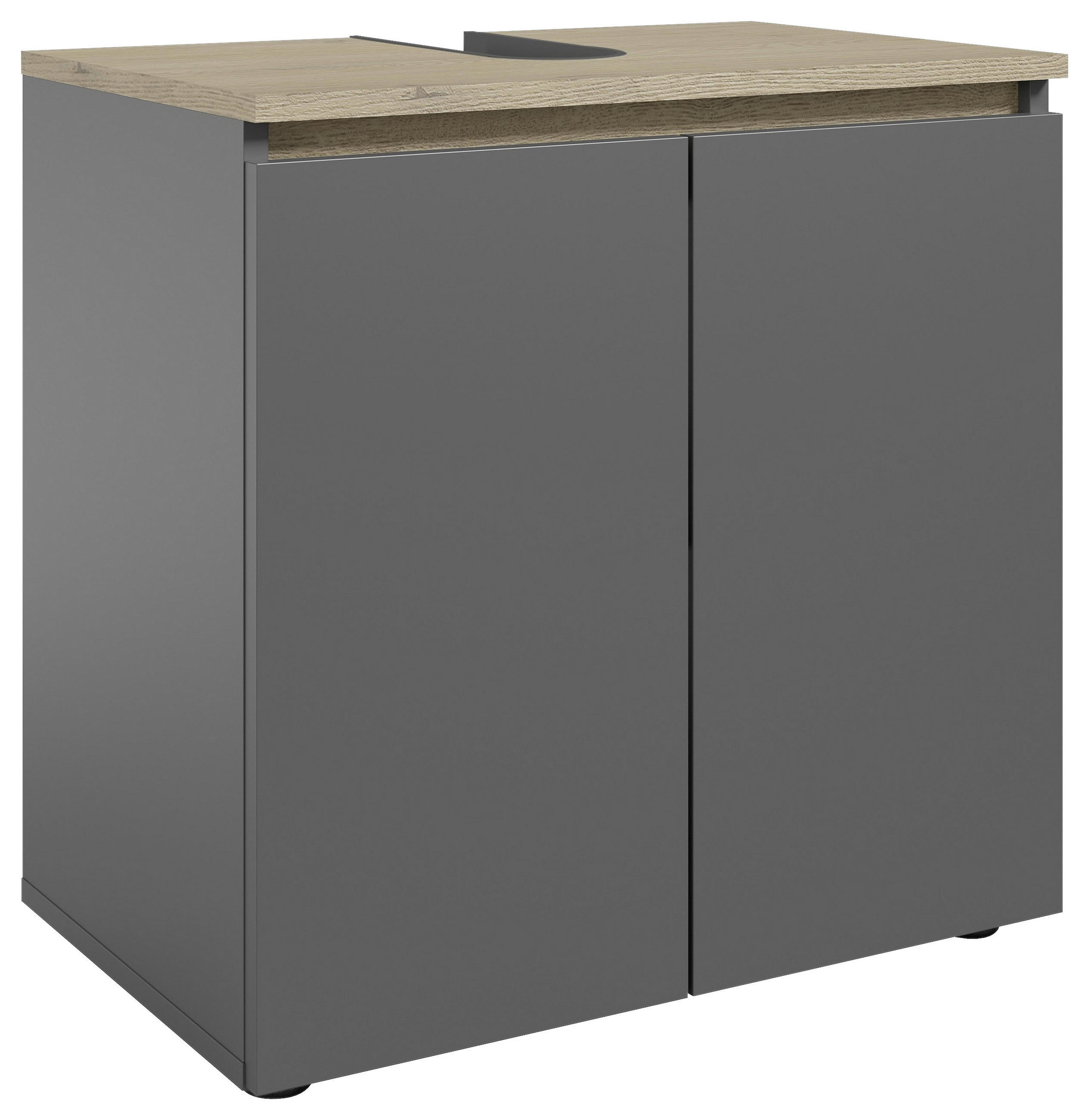 home24 Waschbeckenunterschrank Anthrazit, Eiche 60x60x38 cm