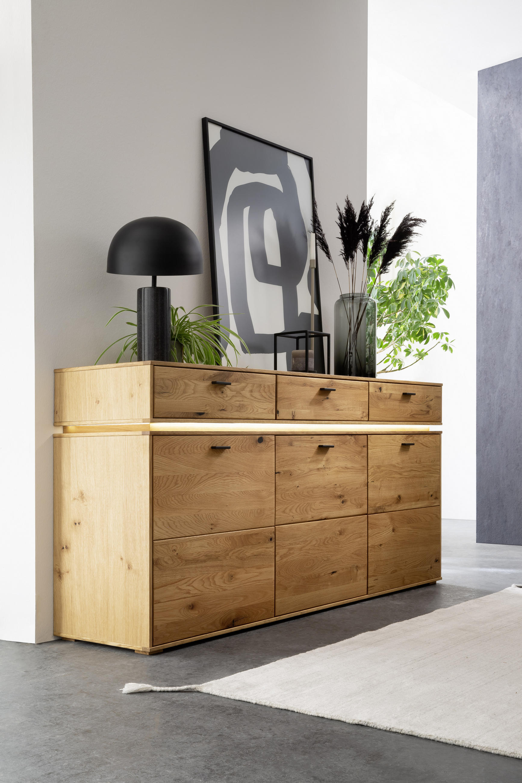 SIDEBOARD 183/90/44 cm - skogsek/antracit, Natur, metall/trämaterial (183/90/44cm) - MID.YOU