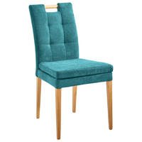 STUHL  in Webstoff Holz, Textil  - Türkis/Eichefarben, KONVENTIONELL, Holz/Textil (47/91,5/59cm) - Cantus