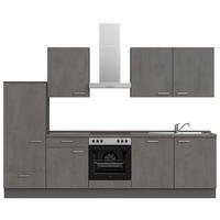 KÜCHENBLOCK 300 cm   in Schieferfarben  - Schieferfarben/Edelstahlfarben, MODERN, Holzwerkstoff/Metall (300cm) - Nobilia