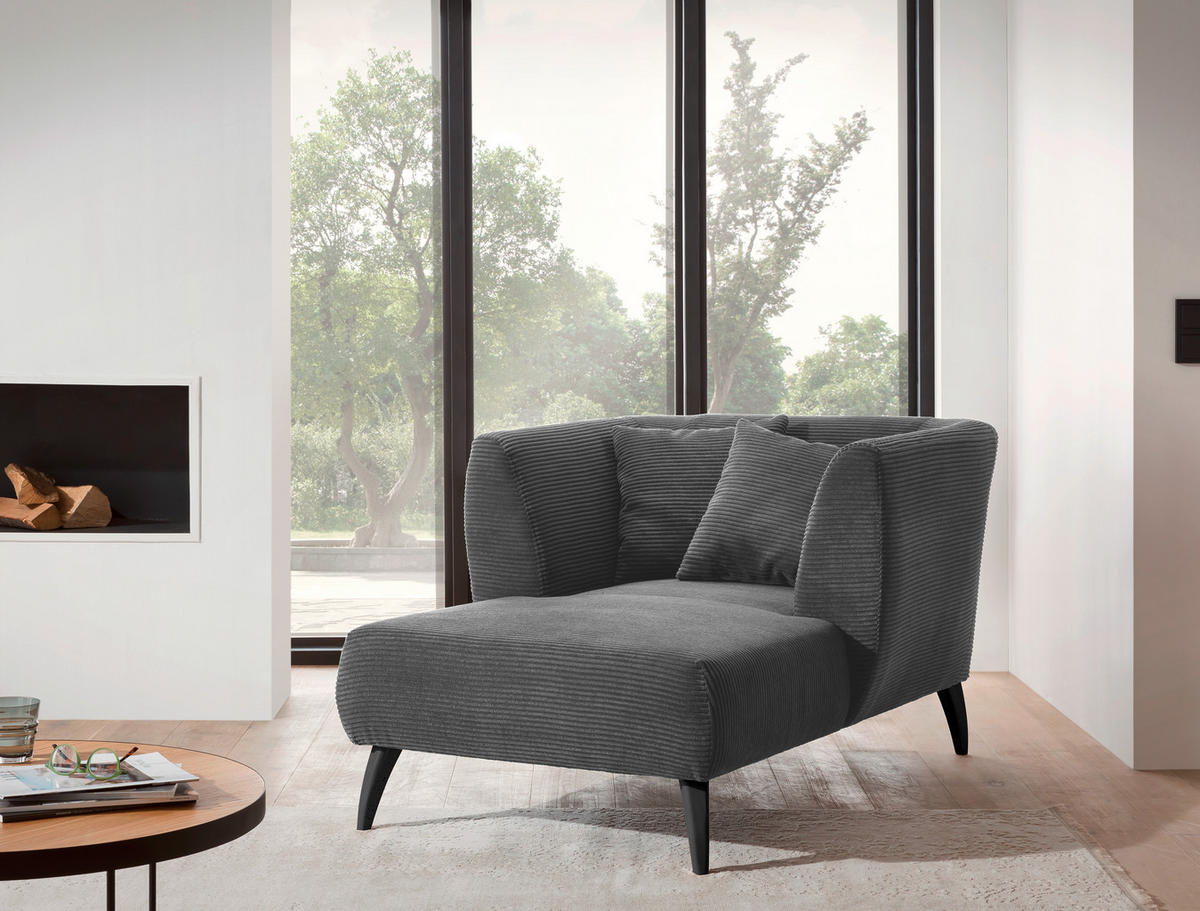 XXL-SESSEL in Cord Grau  - Schwarz/Grau, Modern, Holz/Textil (108/84/155cm) - MID.YOU