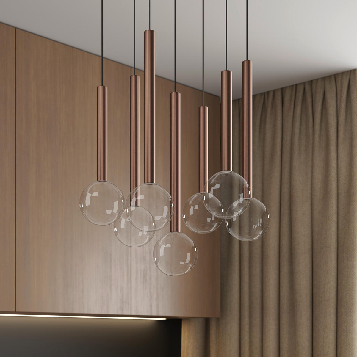 ZÁVESNÉ LED SVIETIDLO, 40/180 cm  - číra/čierna, Design, kov/sklo (40/180cm) - Dieter Knoll