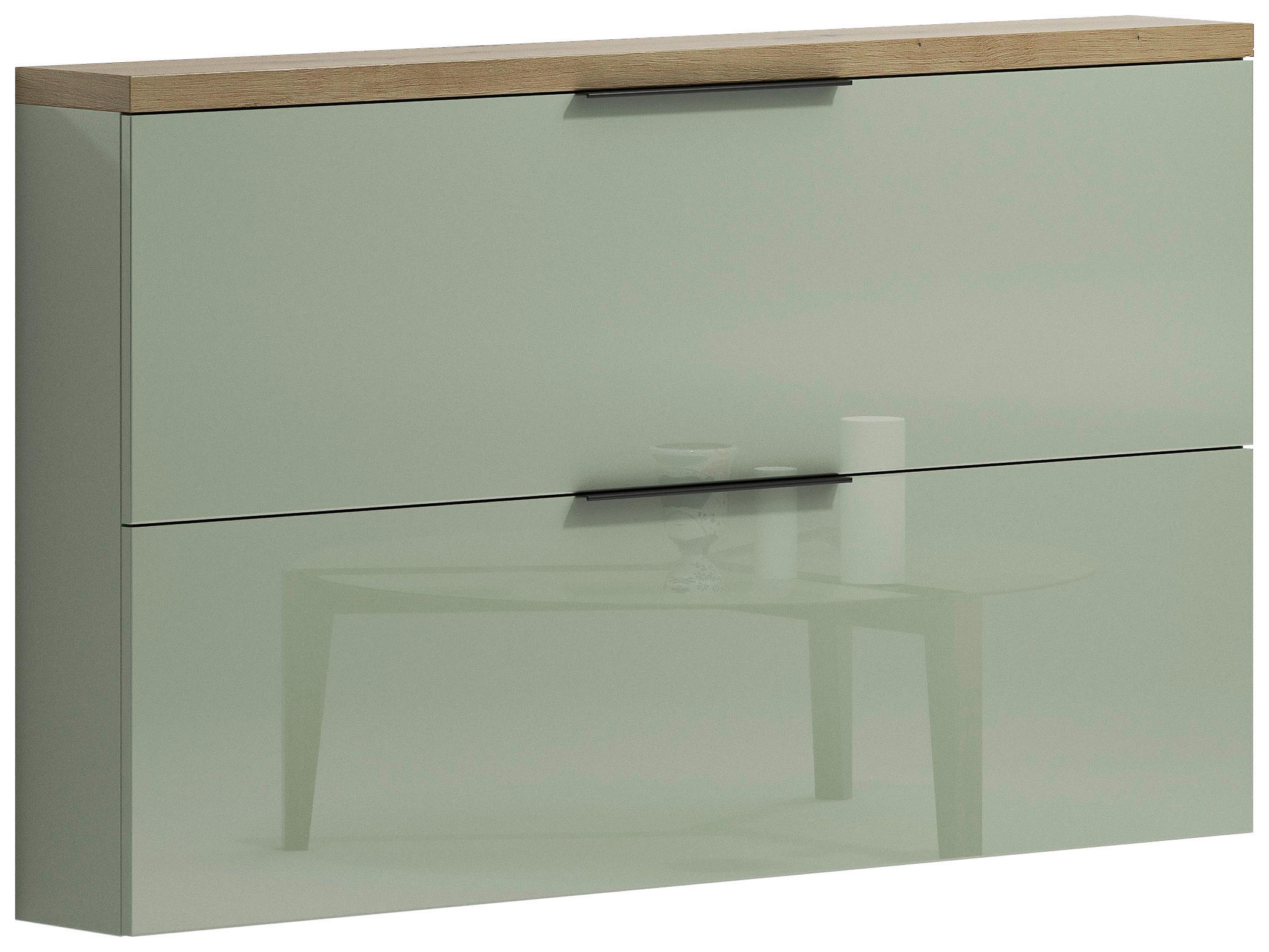HÄNGESCHUHSCHRANK Grün, Eichefarben  - Eichefarben/Schwarz, Design, Holzwerkstoff/Metall (140/82/19cm) - Xora