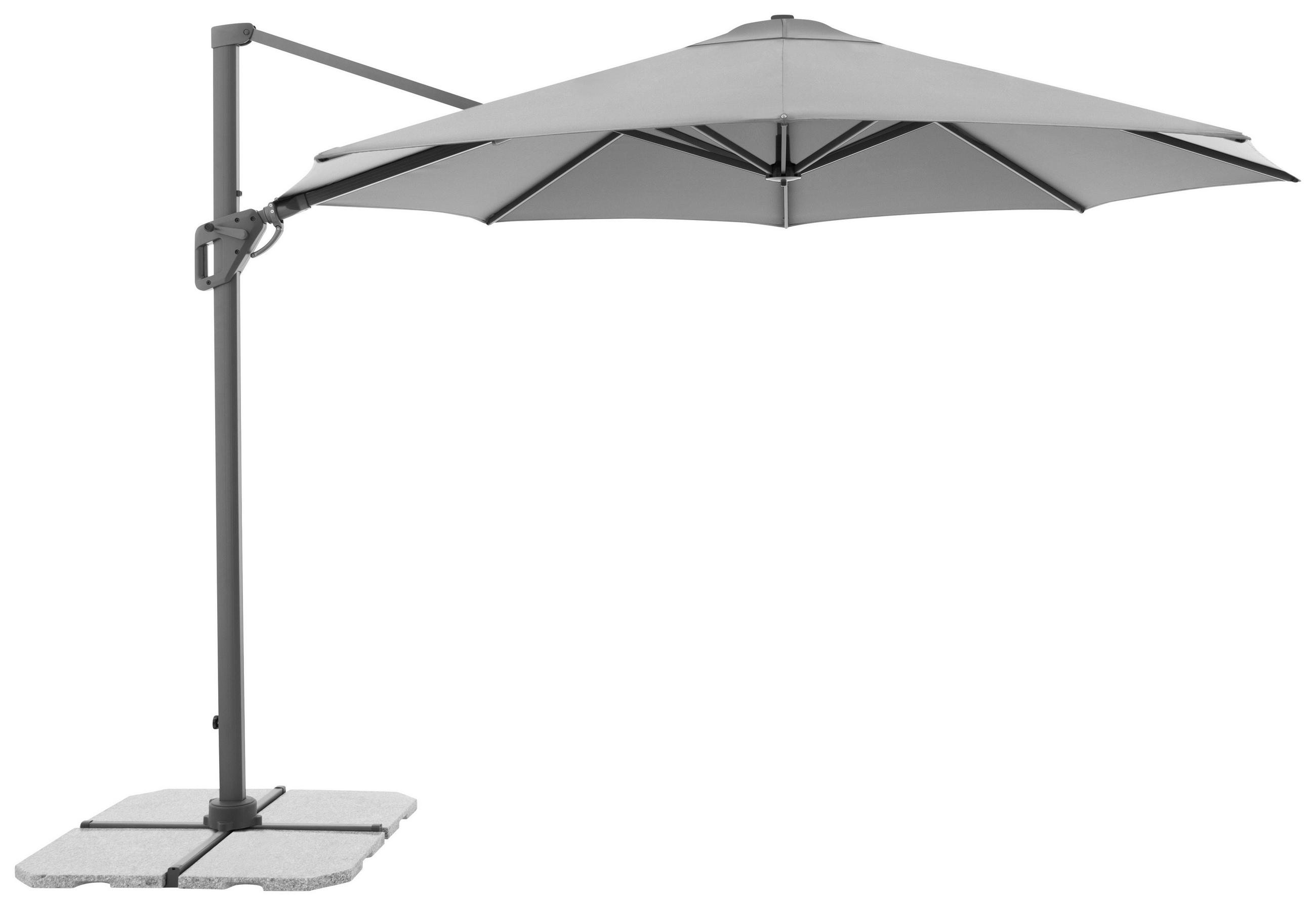 AMPELSCHIRM  350/350 cm  - Anthrazit/Hellgrau, Design, Textil/Metall (350/350cm) - Amatio