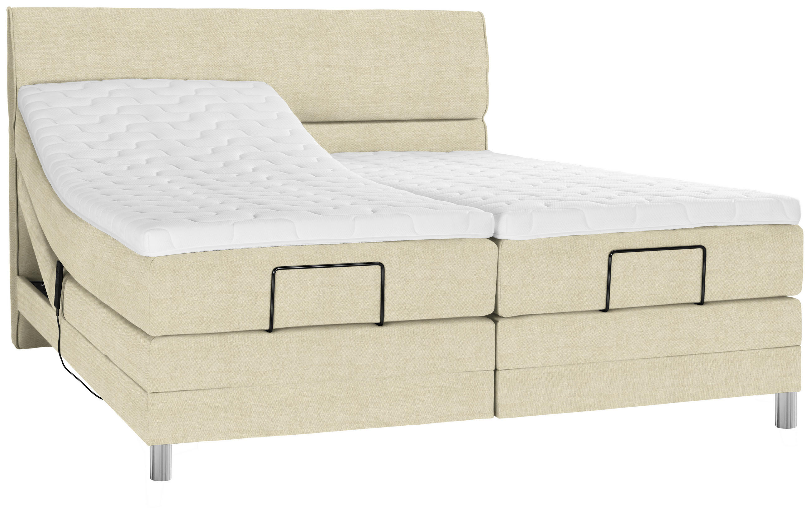 BOXSPRINGBETT 180/200 cm  in Beige  - Chromfarben/Beige, Konventionell, Kunststoff/Textil (180/200cm) - Voleo