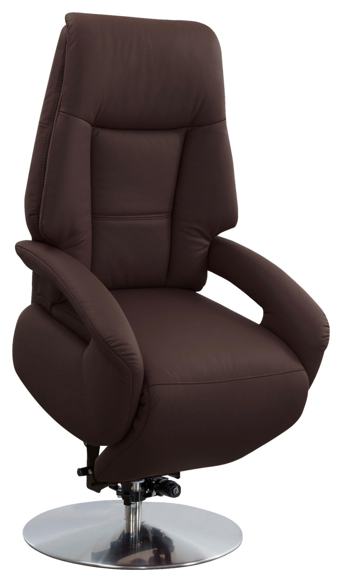RELAXSESSEL in Leder Mokka  - Edelstahlfarben/Mokka, KONVENTIONELL, Leder/Metall (74/111/77cm) - Sit & More