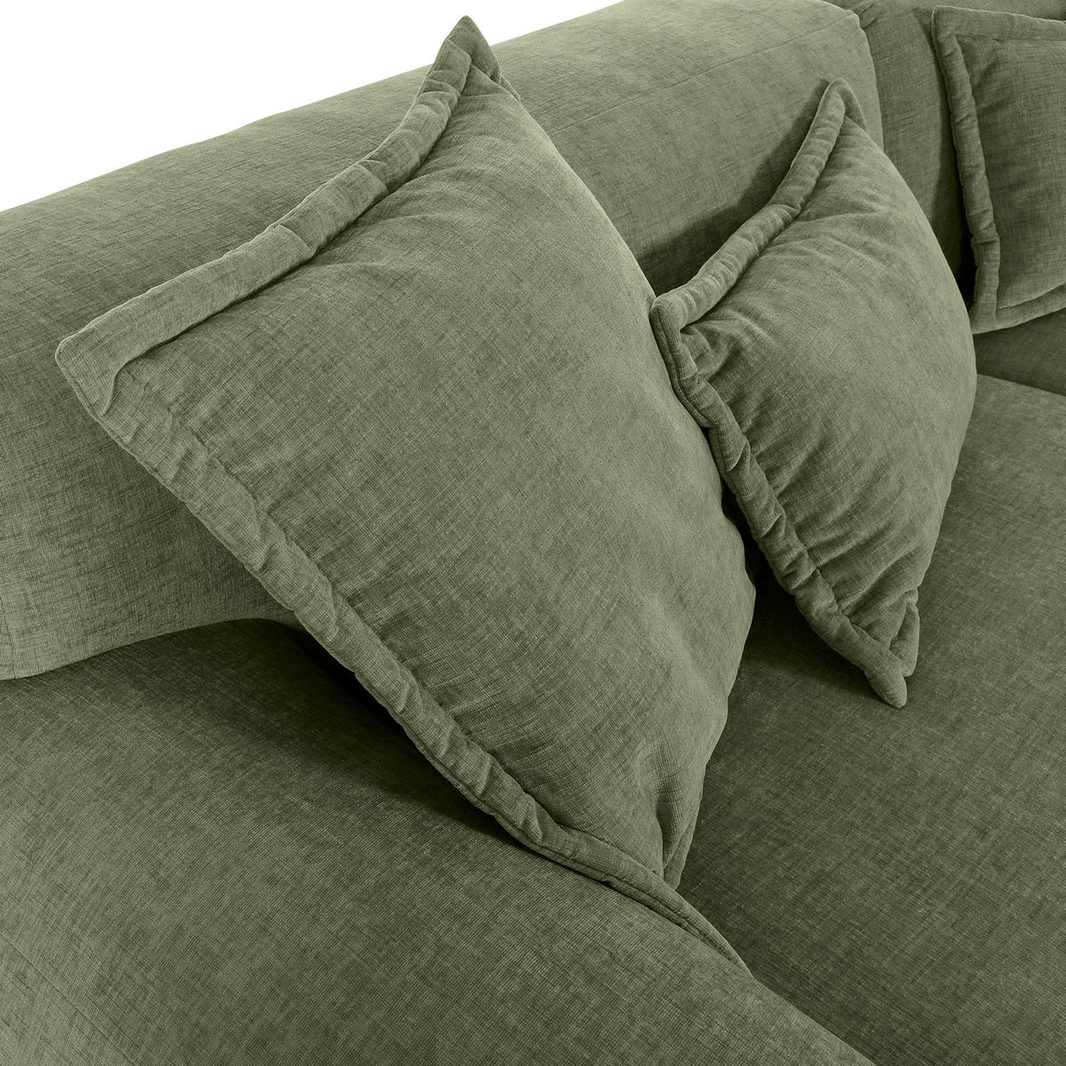 ECKSOFA in Flachgewebe Olivgrün  - Schwarz/Olivgrün, Konventionell, Kunststoff/Textil (274/174cm) - Carryhome
