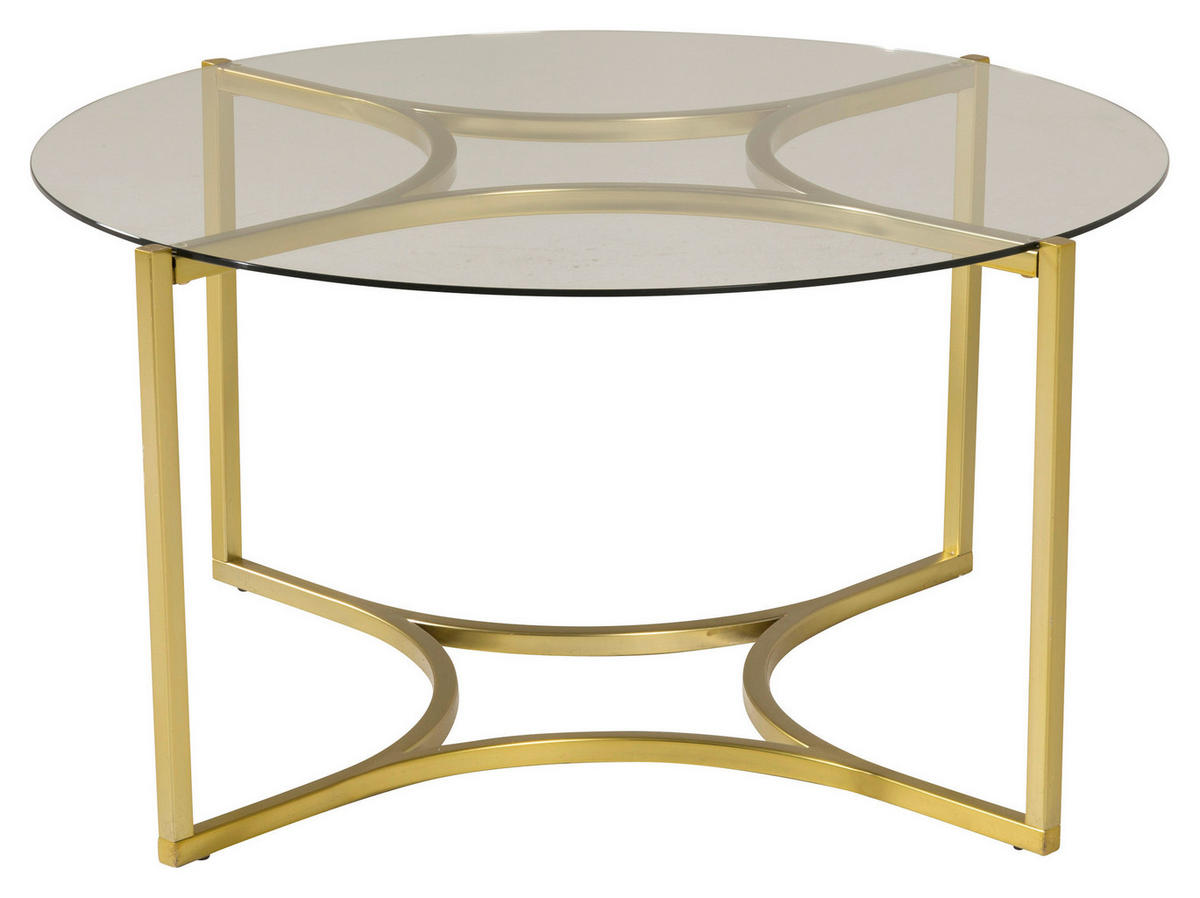 COUCHTISCH in Metall, Glas 90/90/45 cm  - Messingfarben, Design, Glas/Metall (90/90/45cm) - Livetastic