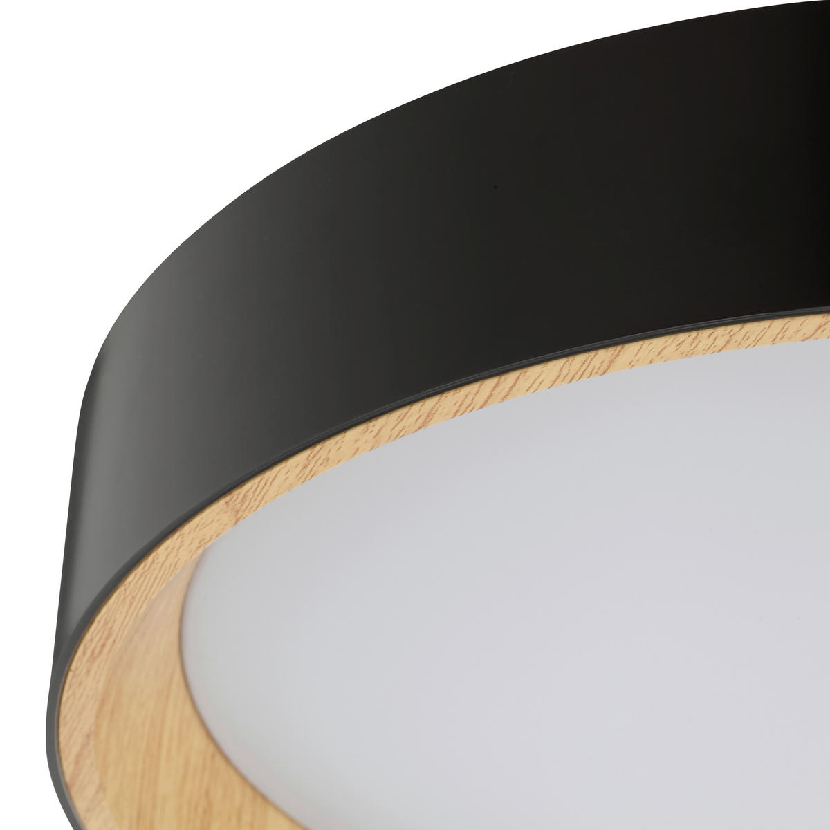 LED PLAFONJERA - boja bukve/crna, Osnovno, metal/plastika (39/7,7cm)