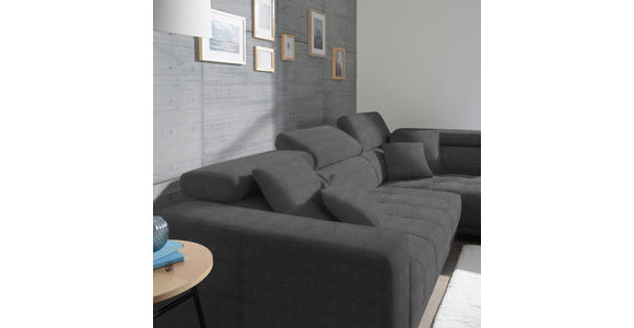 ECKSOFA in Mikrofaser Grau  - Chromfarben/Grau, Design, Textil/Metall (301/207cm) - Xora