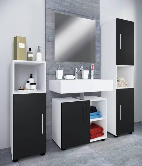 BADEZIMMER  in 122 cm  - Schwarz/Weiß, MODERN, Holzwerkstoff (122cm) - MID.YOU