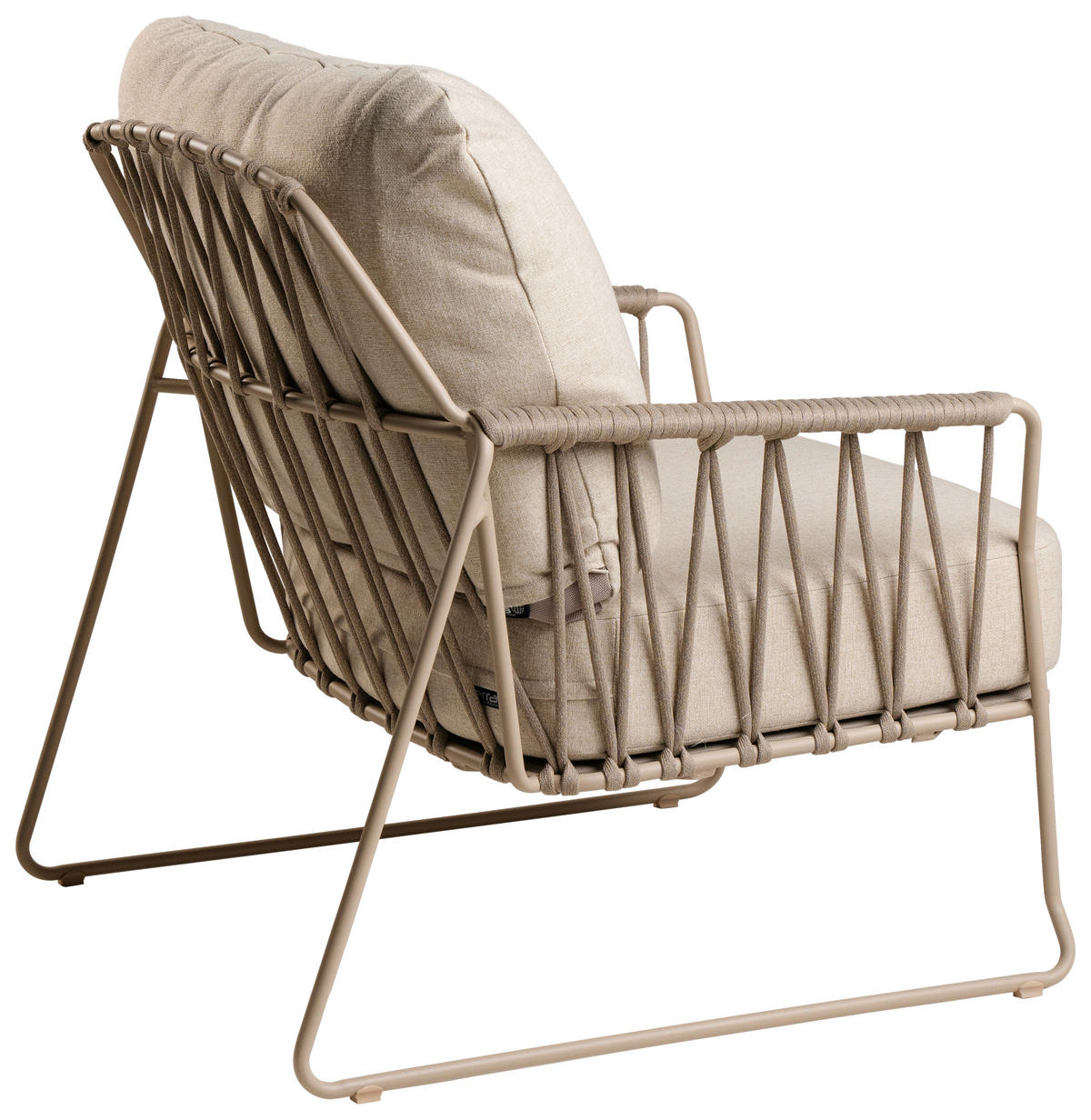 LOUNGESESSEL Weiß, Champagner Edelstahl  - Champagner/Weiß, Basics, Textil/Metall (83/85/87cm) - Tierra Outdoor