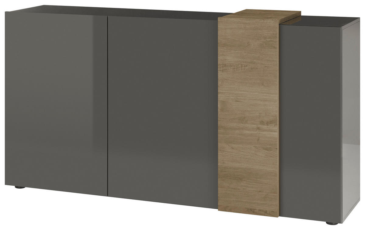 SIDEBOARD 181/94/44 cm  in Eichefarben, Dunkelgrau  - Eichefarben/Dunkelgrau, Basics, Holzwerkstoff (181/94/44cm)