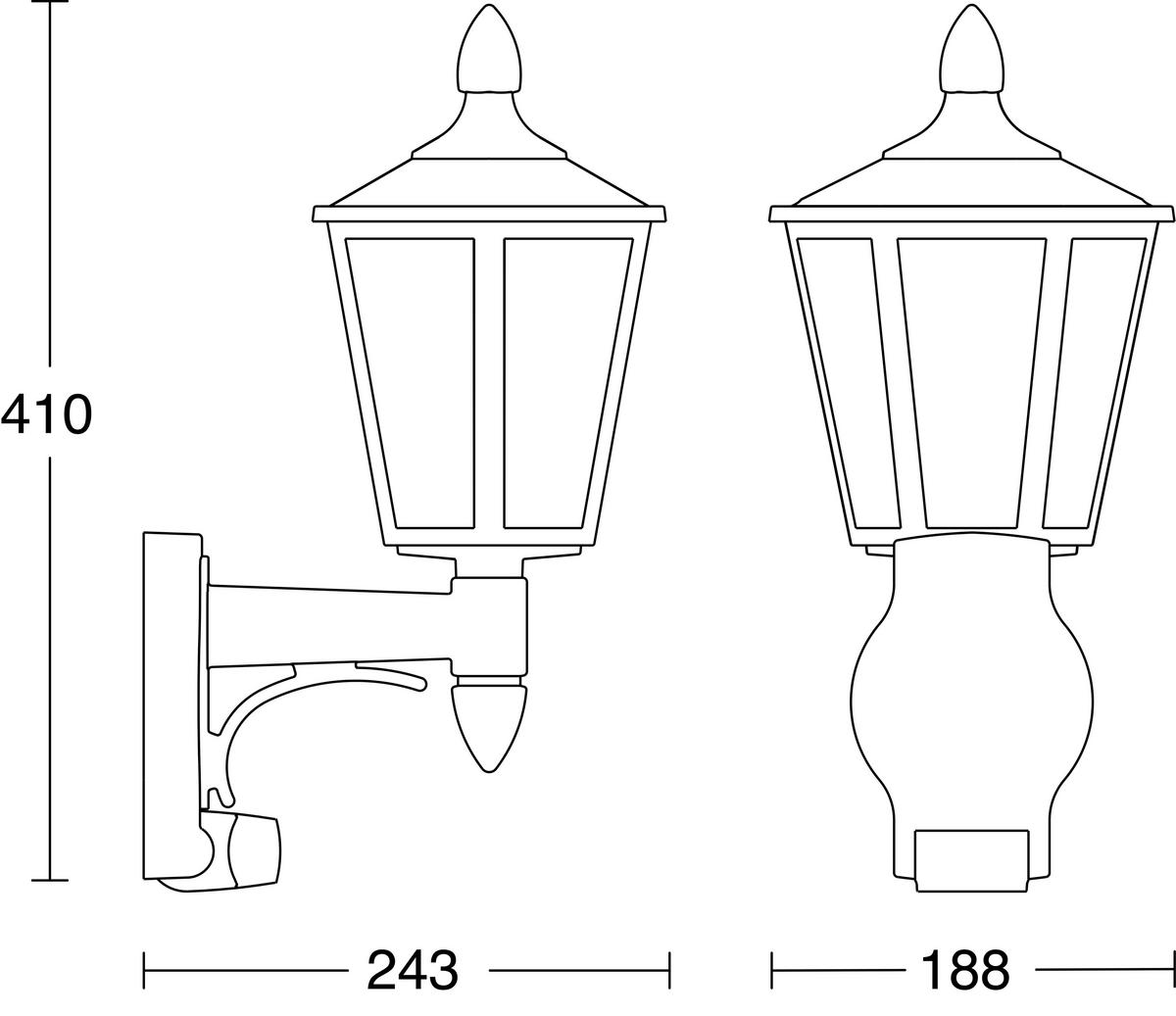 AUßENWANDLEUCHTE 24,3/18,8/41 cm   - Schwarz, Design, Kunststoff (24,3/18,8/41cm) - Steinel