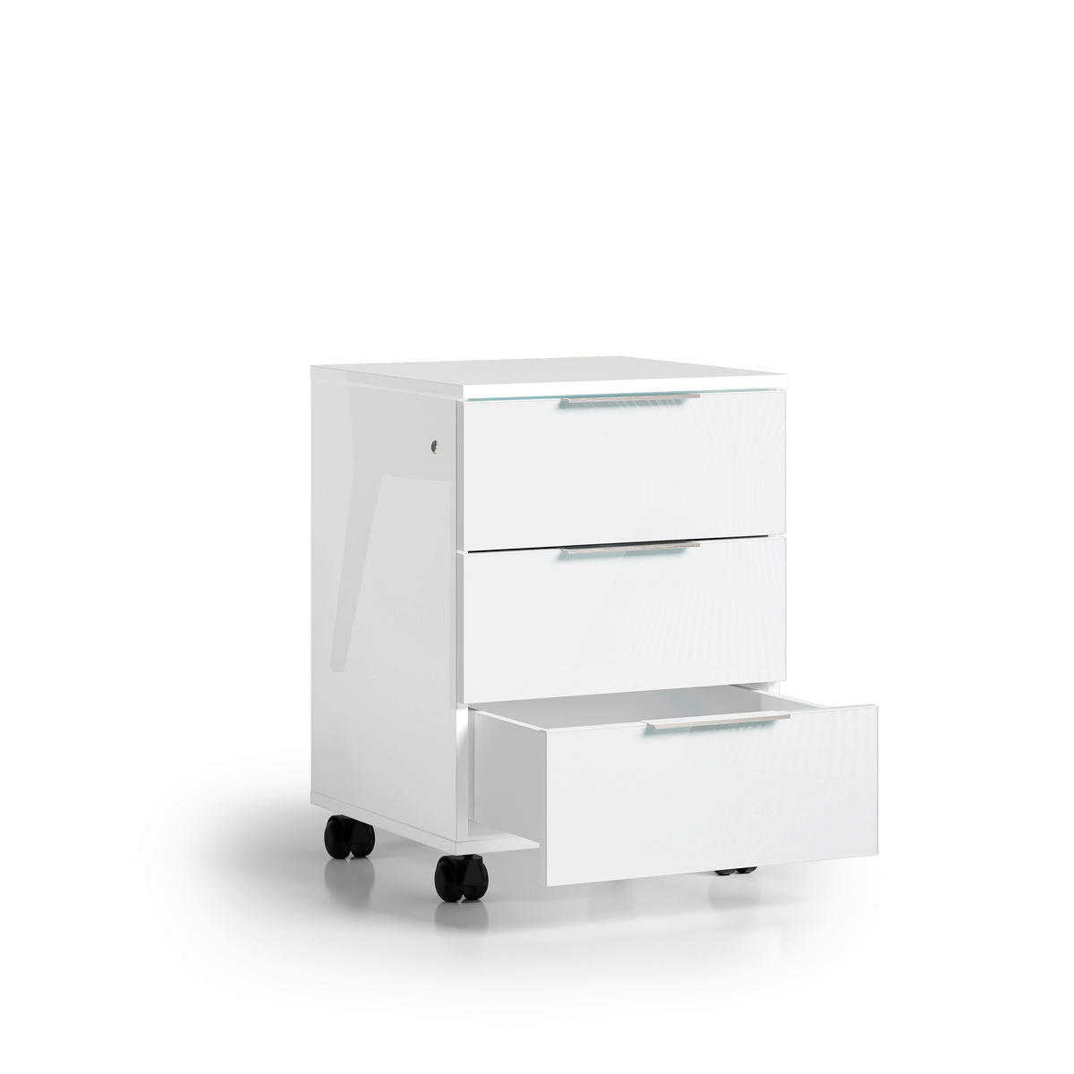 ROLLCONTAINER Weiß  - Alufarben/Weiß, Design, Glas/Holzwerkstoff (45/63/43cm) - Stylife