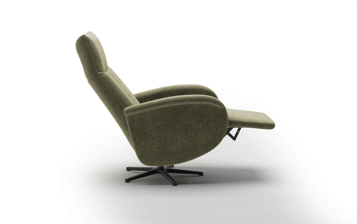 RELAXSESSEL GLENDALE E Flachgewebe Kopfteilverstellung, Rücken echt    - Schwarz/Hellgrün, KONVENTIONELL, Textil/Metall (75/112/82cm) - Sit & More