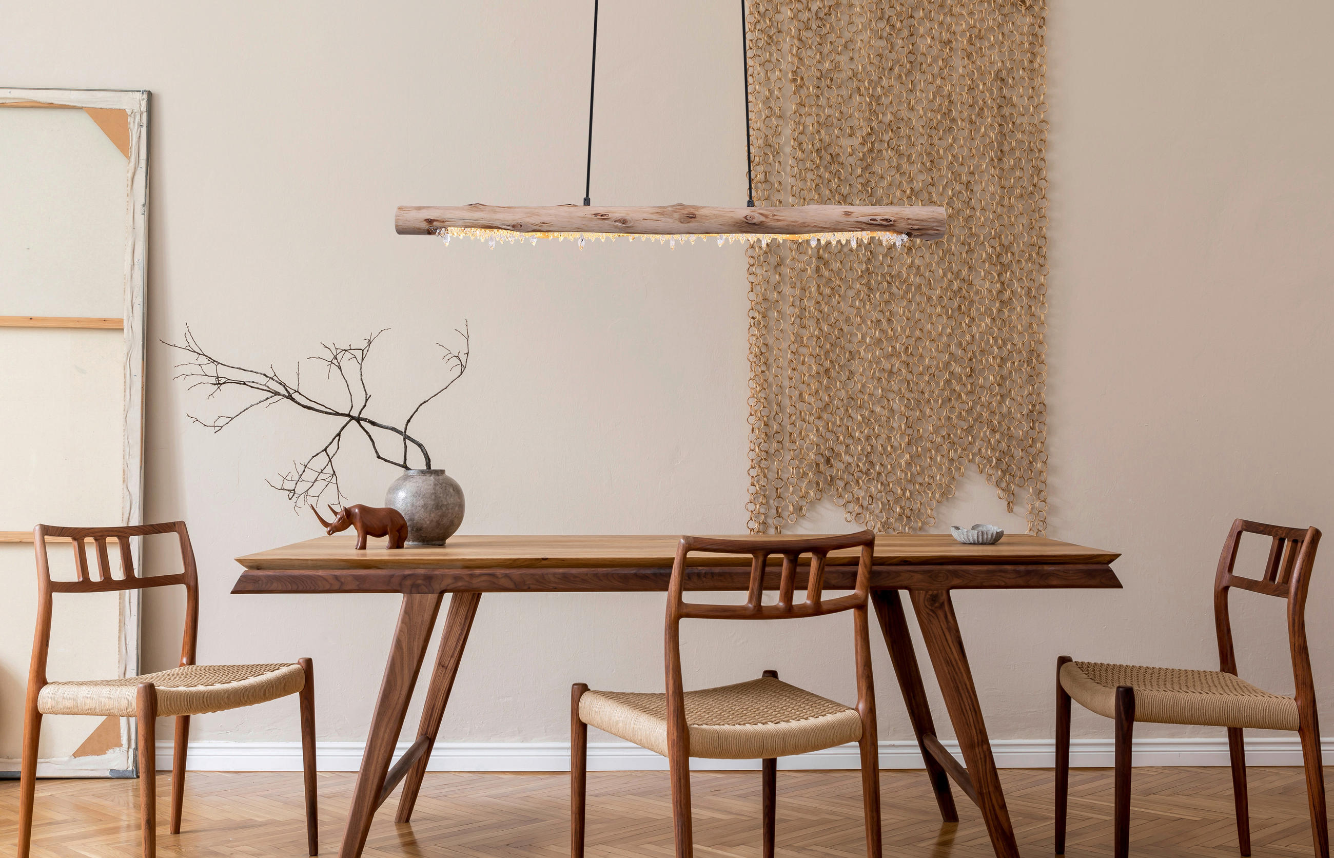 SVJETILJKA VISEĆA 100/8/150 cm - prirodne boje/crna, Basics, drvo/metal (100/8/150cm) - Globo