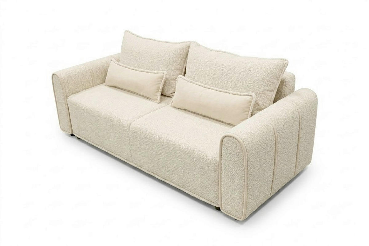 SCHLAFSOFA KIARA Bouclé Beige  inkl.  - Beige/Schwarz, Design, Kunststoff/Textil (235/100/100cm) - MID.YOU