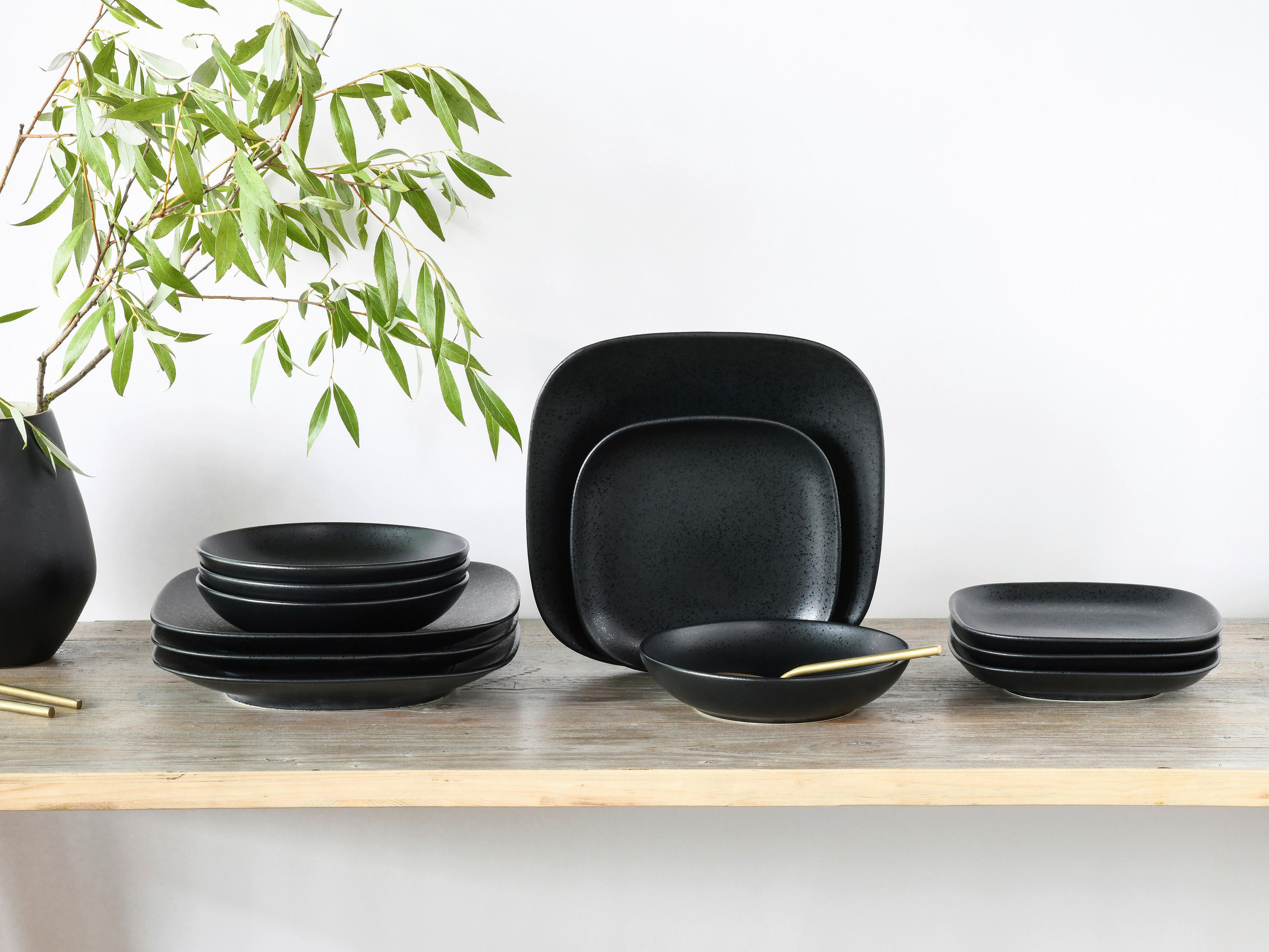 TAFELSERVICE Schwarz 12-teilig Magic Black  - Schwarz, Basics, Keramik - Creatable