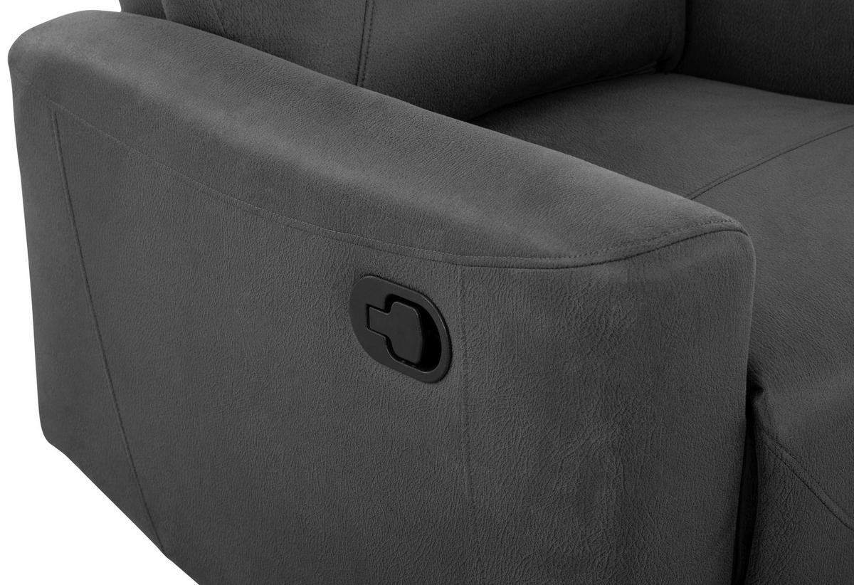 SITZGARNITUR Mikrofaser Grau  - Schwarz/Grau, Design, Textil/Metall - Livetastic