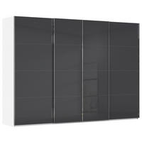 SCHWEBETÜRENSCHRANK 316/235/68 cm,  in Schwarz, Weiß, 4 Tür(en)  - Chromfarben/Schwarz, Design, Glas/Holzwerkstoff (316/235/68cm) - Novel