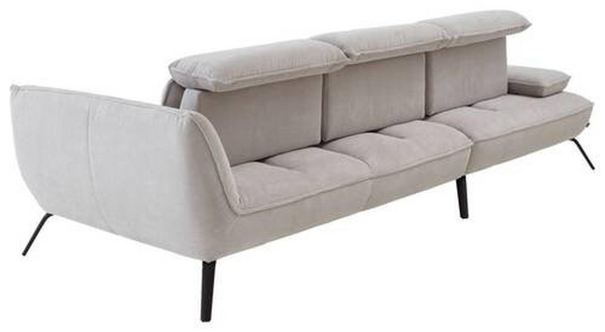 ECKSOFA in Cord Hellgrau  - Hellgrau/Schwarz, Design, Textil/Metall (301/202cm) - Moderano
