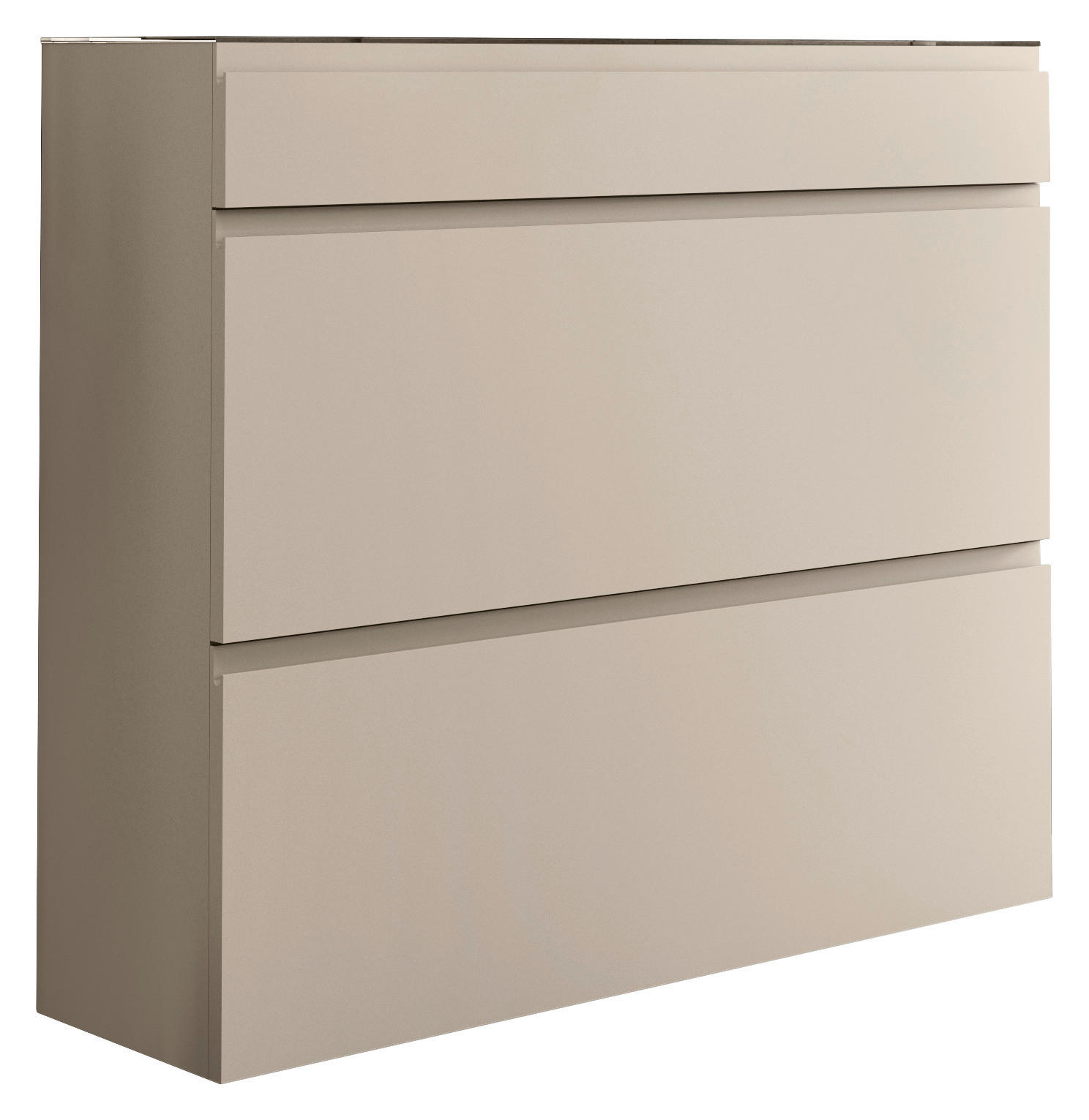 SCHUHKIPPER - Taupe, Design, Glas/Holzwerkstoff (110/96/33cm) - Moderano