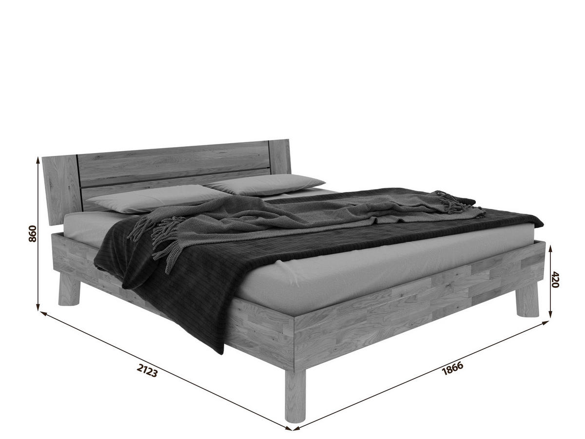 BETT 160/200 cm  in Naturfarben, Wildeiche  - Wildeiche/Naturfarben, MODERN, Holz (160/200cm) - MID.YOU