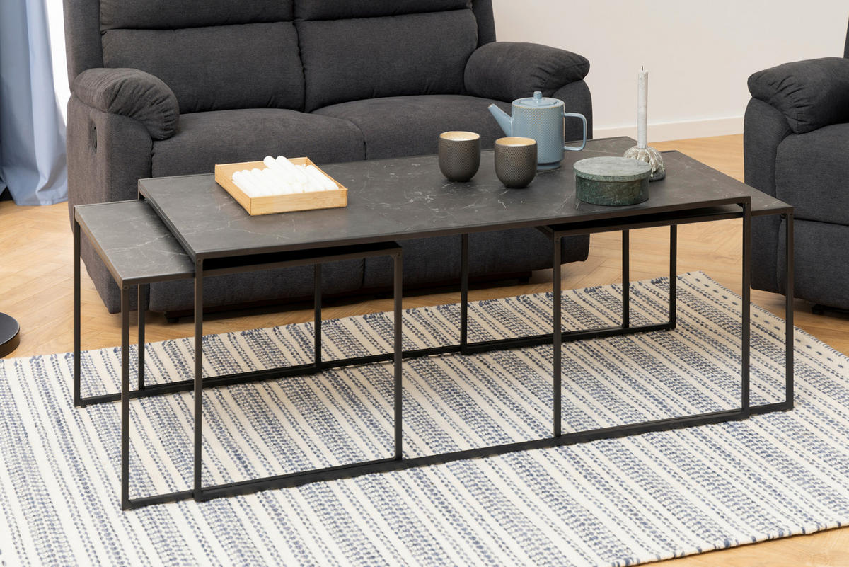 SOFFBORD SET - svart, Klassisk, metall/trämaterial (56-120/56-60/44-48cm) - MID.YOU