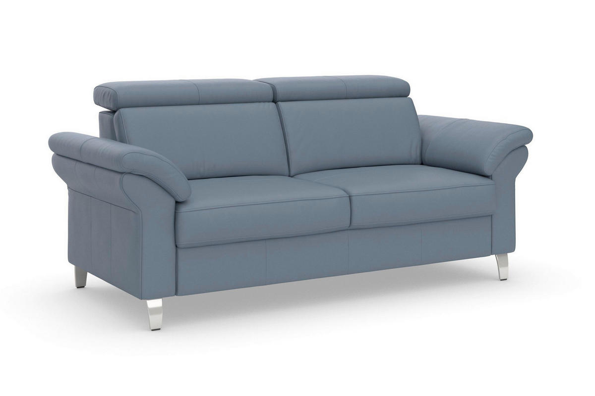 3-SITZER-SOFA ARNGAST E Echtleder Graublau  - Chromfarben/Graublau, Basics, Leder/Metall (186/84/93cm) - Sit & More