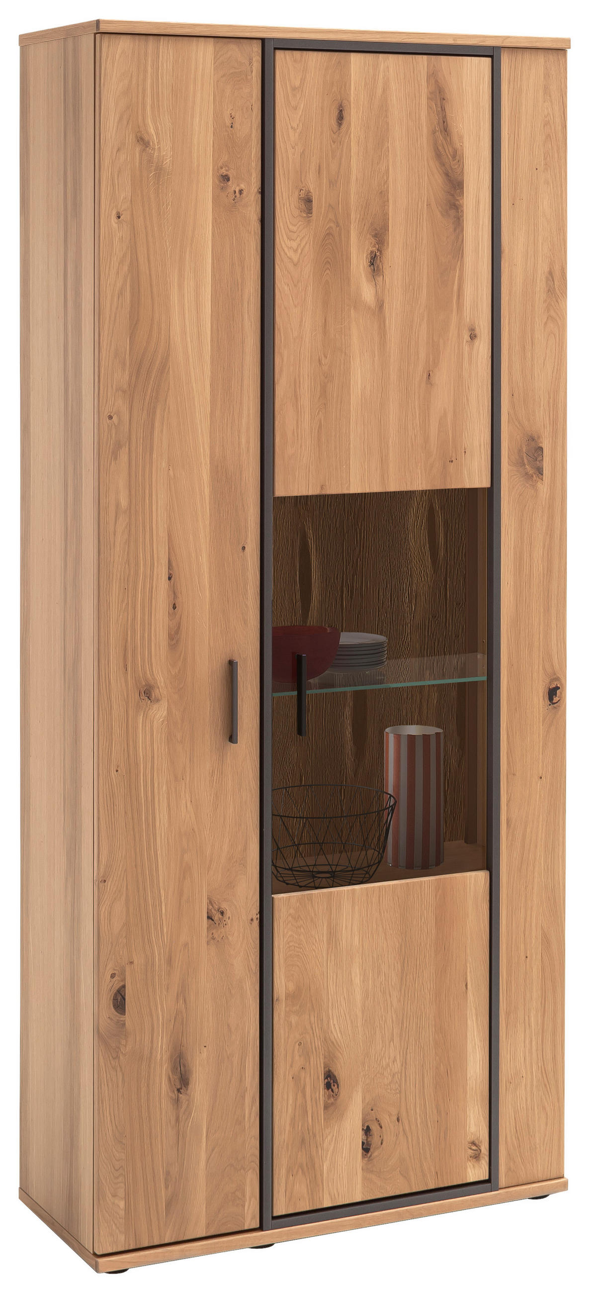 VITRINE Anthrazit, Eichefarben  90/209/37 cm  - Eichefarben/Anthrazit, Konventionell, Glas/Holz (90/209/37cm) - Landscape