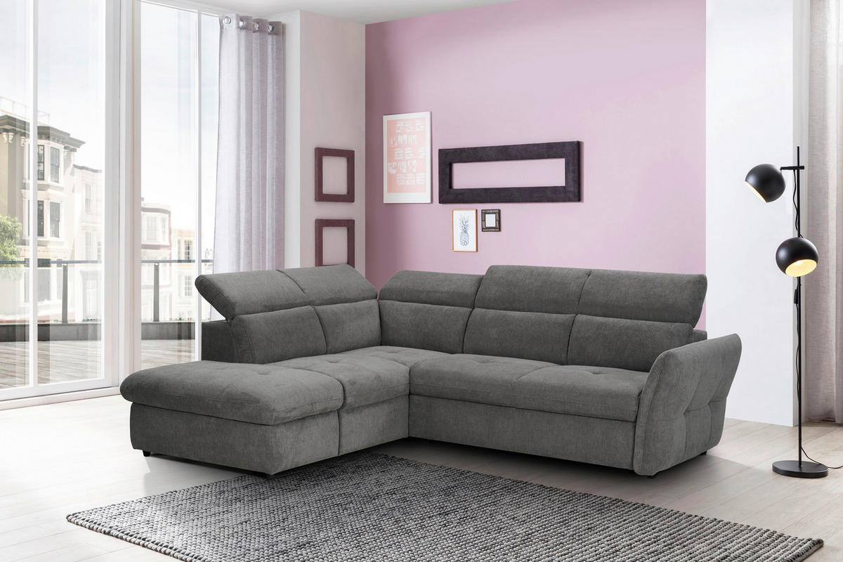 SEDEŽNA GARNITURA, mikrovlakna temno siva  - temno siva/črna, Design, umetna masa/tekstil (224/254cm) - Stylife