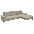 ECKSOFA Beldomo Premium in Echtleder Ecru  310/180 cm  - Ecru/Schwarz, Design, Leder/Metall (310/180cm) - Dieter Knoll